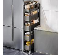 GZKDKZB Chariot de Rangement étroit, unité de Rangement étroite, étagère étroite à roulettes, Armoire de Rangement Haute et étroite, Meuble de Rangement Vertical pour Salle de Bain, Meuble