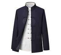 GZKDKZB Costume Tang pour Hommes, vêtements Traditionnels Chinois, Manches Longues, Uniforme Hanfu Kung Fu, Veste, Hauts, Uniforme de Tai Chi, Uniforme d'arts Martiaux Chinois, Costume de
