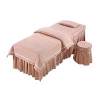 GZKDKZB Ensemble de literie 4 pièces pour Salon de beauté et Spa : Couvre-lit Doux pour la Peau, Jupe de lit de Massage + Housse de Tabouret + taie d’Oreiller + Housse de Couette (Rose cla