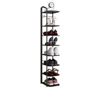 GZKDKZB Étagère à Chaussures Haute à 8 Niveaux, étagère étroite en métal Robuste, étagère empilable pour Chaussures d'entrée pour optimiser l'espace (Couleur : Noir, Taille : 8 Niveaux)