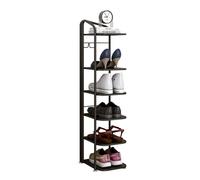 GZKDKZB Étagère à Chaussures Haute à 8 Niveaux, étagère étroite en métal Robuste, étagère empilable pour Chaussures d'entrée pour optimiser l'espace (Couleur : Noir, Taille : 6 Niveaux)