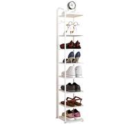 GZKDKZB Étagère à Chaussures Haute à 8 Niveaux, étagère étroite en métal Robuste, étagère empilable pour Chaussures d'entrée pour optimiser l'espace (Couleur : Blanc, Taille : 8 Niveaux)