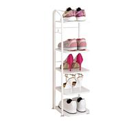 GZKDKZB Étagère à Chaussures Haute à 8 Niveaux, étagère étroite en métal Robuste, étagère empilable pour Chaussures d'entrée pour optimiser l'espace (Couleur : Blanc, Taille : 5 Niveaux)