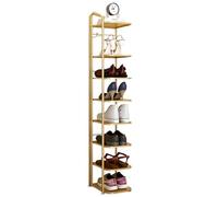GZKDKZB Étagère à Chaussures Haute à 8 Niveaux, étagère étroite en métal Robuste, étagère empilable pour Chaussures d'entrée pour optimiser l'espace (Couleur : Or, Taille : 8 Niveaux)