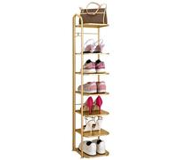 GZKDKZB Étagère à Chaussures Haute à 8 Niveaux, étagère étroite en métal Robuste, étagère empilable pour Chaussures d'entrée pour optimiser l'espace (Couleur : Or, Taille : 7 Niveaux)