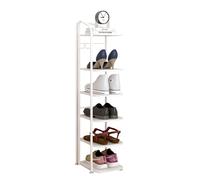 GZKDKZB Étagère à Chaussures Haute à 8 Niveaux, étagère étroite en métal Robuste, étagère empilable pour Chaussures d'entrée pour optimiser l'espace (Couleur : Blanc, Taille : 6 Niveaux)