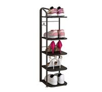 GZKDKZB Étagère à Chaussures Haute à 8 Niveaux, étagère étroite en métal Robuste, étagère empilable pour Chaussures d'entrée pour optimiser l'espace (Couleur : Noir, Taille : 5 Niveaux)