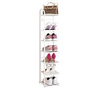 GZKDKZB Étagère à Chaussures Haute à 8 Niveaux, étagère étroite en métal Robuste, étagère empilable pour Chaussures d'entrée pour optimiser l'espace (Couleur : Blanc, Taille : 7 Niveaux)