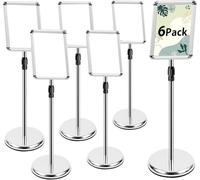 GZKDKZB Lot de 6 Porte-Affiches A4 sur Pied - Présentoir sur Pied, Support d'affiche en Aluminium, Porte-Affiche A4 réglable pour Restaurant/Entreprise/conférence (Argent)