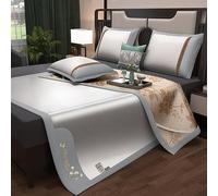 GZKDKZB Matelas de Couchage d'été, Ensemble de 3 Tapis en rotin glacé, Matelas de Couchage avec 2 taies d'oreiller, Soie glacée rafraîchissante en Absinthe pour la Maison, Le dortoir scola
