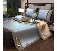 GZKDKZB Matelas de Couchage d'été, Ensemble de 3 Tapis en rotin glacé, Matelas de Couchage avec 2 taies d'oreiller, Soie glacée rafraîchissante en Absinthe pour la Maison, Le dortoir scola
