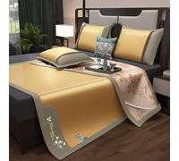 GZKDKZB Matelas de Couchage d'été, Ensemble de 3 Tapis en rotin glacé, Matelas de Couchage avec 2 taies d'oreiller, Soie glacée rafraîchissante en Absinthe pour la Maison, Le dortoir scola