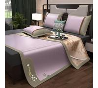 GZKDKZB Matelas de Couchage d'été, Ensemble de 3 Tapis en rotin glacé, Matelas de Couchage avec 2 taies d'oreiller, Soie glacée rafraîchissante en Absinthe pour la Maison, Le dortoir scola