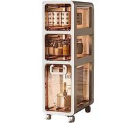 GZKDKZB Meuble de Salle de Bain sur Pied à 5 Niveaux avec Grand Rangement pour Papier Toilette, tiroirs en Plastique Transparent, roulettes, Tour de Rangement étroite pour Petits espaces,