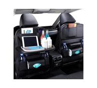 GZKDKZB Organisateur de Dossier de siège Auto, Sac de Rangement en Cuir PU avec Plateau Pliable, Support pour Tablette et boîte à mouchoirs (Noir)