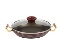 GZKDKZB Poêle à Paella espagnole avec Couvercle en Verre, en Alliage d'aluminium antiadhésif, avec Deux poignées, Compatible Induction, pour plaques de Cuisson à gaz, électriques et vitroc