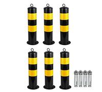 GZKDKZB Poteau de sécurité, Lot de 6 bornes de sécurité en Acier Jaune, barrière de sécurité pour allées et Voies de Circulation, avec 4 boulons d'ancrage gratuits pour Zones à Forte circu