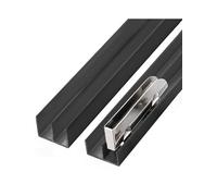 GZKDKZB Rail de Porte coulissante en Verre Robuste à Double Canal de 5 mm - Kit en Aluminium Noir pour vitrines, bibliothèques et armoires avec roulettes Lisses (90 cm)