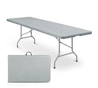 GZKDKZB Table Pliante de 2,4 m avec poignée - Table Utilitaire en Plastique pour Une Utilisation intérieure/extérieure, idéale pour Les fêtes, Les événements et Les Loisirs créatifs - Gris