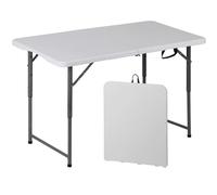 GZKDKZB Table Pliante Portable Robuste de 1,20 m - Idéale pour Les Pique-niques, Les fêtes et Le Camping en intérieur/extérieur avec poignée de Transport - Blanche, se Plie en Deux pour Le