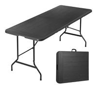 GZKDKZB Table Pliante Robuste de 1,80 m - Table Portable d'intérieur et d'extérieur pour Pique-Nique et fêtes, Pliable en Deux en Plastique avec poignée de Transport - Idéale pour Le campi