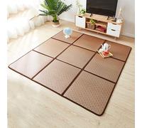 GZKDKZB Tapis de Sol Tatami Japonais en rotin, Pliable, avec Sac de Rangement, pour Salon et Chambre à Coucher, 180 x 180 cm (9 pièces)