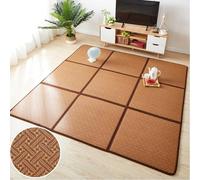 GZKDKZB Tapis de Sol Tatami Japonais, Tapis en rotin Naturel antidérapant et Respirant, 60 x 60 cm, avec Sac de Rangement, idéal pour Le Salon, Le Sommeil et Les activités de Plein air.