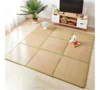 GZKDKZB Tapis de Sol Tatami Japonais, Tapis en rotin Naturel antidérapant et Respirant, 60 x 60 cm, avec Sac de Rangement, idéal pour Le Salon, Le Sommeil et Les activités de Plein air.