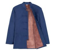 GZKDKZB Tenue d'hiver Chaude et Traditionnelle Chinoise, en Pur Coton, Haut, Veste, Manteau, Chemise, Manches Longues, Tai-chi, Bleu, XL