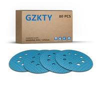 GZKTY Lot de 80 disques de ponçage Velcro de 125 mm, patins de ponceuse orbitale, grain 8 trous, 400 patins de ponçage en forme de diamant, résistants à l'abrasion pour ponceuse orbitale