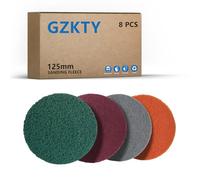 GZKTY Tampon à Récurer 125mm, 8 Pièces Pad Polissage, Eponge Abrasive, Grain P80-100/P150-180/P250-300/P600-700, Pour Vaisselle, Évier, Cuisine, Salle De Bains Et Grilles En Métal, etc.