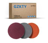 GZKTY Tampon à Récurer 150mm, 6 Pièces Pad Polissage, Eponge Abrasive, Grain P150-180/P250-300/P600-700, Pour Vaisselle, Évier, Cuisine, Salle De Bains Et Grilles En Métal, etc.