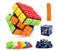 GZLCEU 1 Pcs Speed Cube 3 × 3 Cube Amovible avec 1 Ciel étoilé Bleu Cube Magique Changeant Forme 2 en 1 et 1 Désassembleur pour Enfants Adultes Cube de Vitesse
