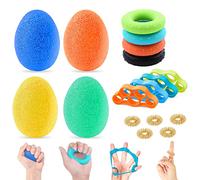 GZLCEU 12 Balle Reeducation Main Set, Balle Anti-stress Boule Anti Stress Adulte avec 5 Anneau à Ressort pour Renforcer la Pression de la Main et des Doigts
