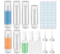GZLCEU 9 Pcs Recipient Voyage, 30ml/50ml Flacon Voyage Tubes Vides Rechargeables pour Shampooing, Lotion, Après-Shampoing, Gel Douche avec 4 Entonnoirs et 1 Etiquette
