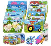 GZLCEU Puzzle en Bois pour Enfants - 12 Pièces avec Boîte de 3 pour Garçons et Filles - À Partir de 3, 4, 5 Ans (4 Pièces Chacune dans 3 Styles)