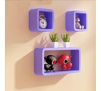 GZLL Étagères Murales Flottantes Cube, Ensemble de 3, Affichage de Rangement Bibliothèque Murale (Couleur : Violet)