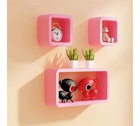 GZLL Étagères murales flottantes Cube, étagères flottantes, Ensemble de 3, Affichage de Rangement étagère bibliothèque étagère de la bibliothèque étagère Murale (Couleur : Rose)