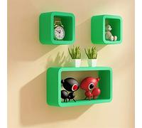 GZLL Étagères murales flottantes Cube, étagères flottantes, Ensemble de 3, Affichage de Rangement étagère bibliothèque étagère de la bibliothèque étagère Murale (Couleur : Vert)