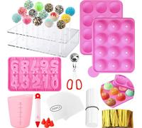 GZMAISULEE Kit de 610 moules à sucettes avec support à cake pop, bâtons et emballages, stylo de décoration, 4 embouts de passepoil, tasse à mesurer