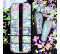 GZMAYUEN 24 Couleurs Coeur Sequin Paillettes Holographiques 3D Sequin Coeur Starsheet Autocollant Sequin Manucure Autocollant pour Ongles