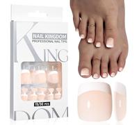 GZMAYUEN 30 Pièces Faux Ongles Pieds French, 15 Tailles Couleur Chair Couverture Complète Courts et Carrés Press on Nails Pieds pour Femmes