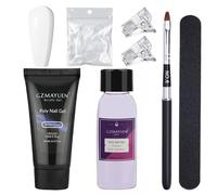 GZMAYUEN Kit d'Extension Ongles Gel 30ML - Blanc Pâle Construction Poly Gel avec Solution de Glissement - Kit Complet