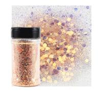 GZMAYUEN Poudre de Paillettes Holographiques - 100g Paillettes Orange Décoration, Manucure, Cheveux, Maquillage, Cartes, Papier, Fêtes, Travaux Manuels