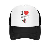 GZMQMOKD Casquette Baseball Cap，J’Aime l’Algérie Drapeau personnalisé Maille Casquettes de Baseball Hommes Printemps Femme Plage Golf Chapeau Trucker Cap，Cadeaux Femme，Cadeaux Homme