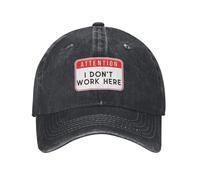 GZMQMOKD Casquette Homme Baseball Attention Je ne Travaille Pas Ici Casquettes de Baseball Coton Vieilli Drôle de Signes d’Avertissement Snapback Unisexe Extérieur Déstructuré Chapeau Mou Cadeaux