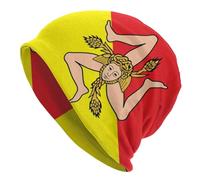GZMQMOKD Chapeau Chaud D’Hiver, Italie du Drapeau Sicile Chaud Tricoté Cap Mode Bonnet Chapeau Automne Hiver en Plein Air Bonnets Chapeaux pour Unisexe Adulte
