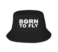 GZMQMOKD Chapeaux pour Hommes en Pur Coton, personnalisé Born to Fly Flight Pilot Bucket Hat Femmes Hommes Aviation Avion Aviateur Cadeau Plage Soleil Été Camping Casquette de pêche,Cadeau
