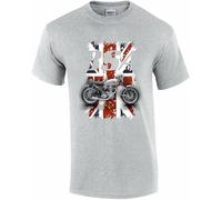 GZNDBFMEP BSA Gold Star Distressed Union Jack T Shirt Grey Mens