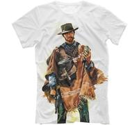 GZNDBFMEP Clint Eastwood T-Shirt - Wild West Style White Print Western T-Shirt Men